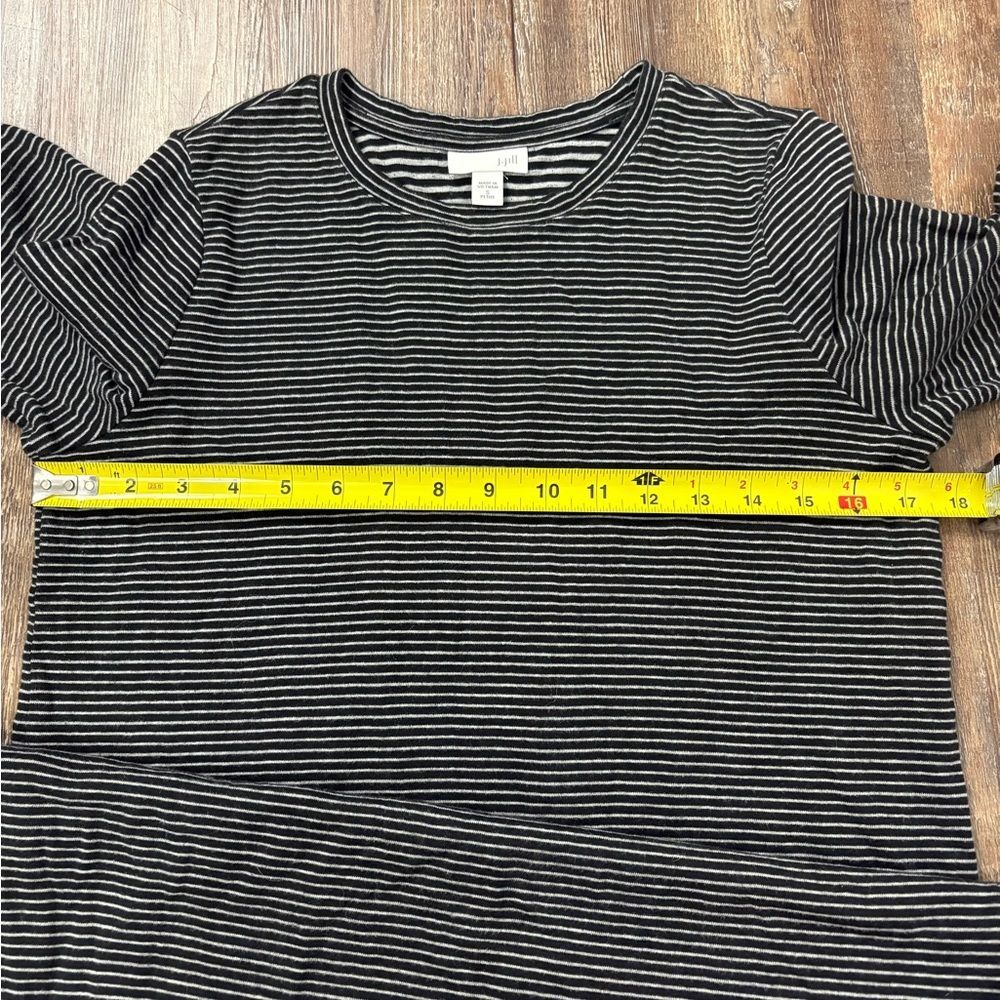 J. Jill Black White Striped Long Sleeve Layered Shirt Dress Small Petite Fall - Picture 5 of 7